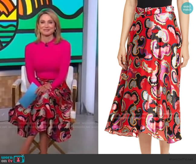 Saloni Judith Fil Coupé Midi Skirt worn by Amy Robach on Good Morning America