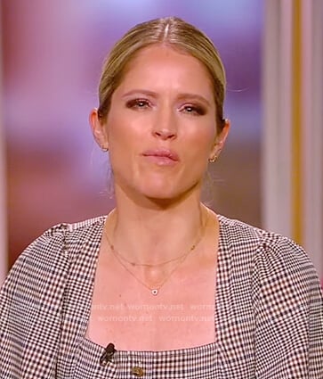 Sara’s plaid square neck dress on The View