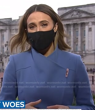 Sarah Harman’s blue wrap coat on Today