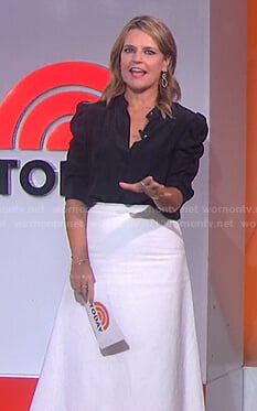 Savannah’s black puff elbow-sleeve shirt on Today