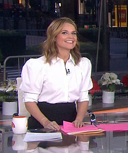 Savannah’s white puff sleeve blouse on Today