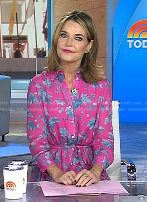 Savannah’s pink floral shirtdress on Today