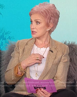 Sharon’s gold metallic blazer on The Talk
