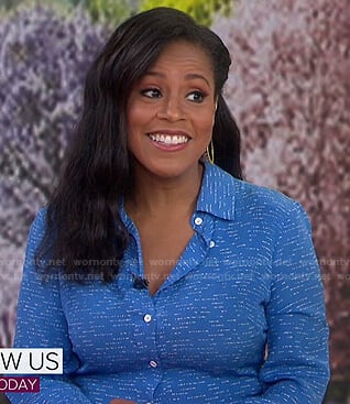 Sheinelle’s blue printed shirtdress on Today