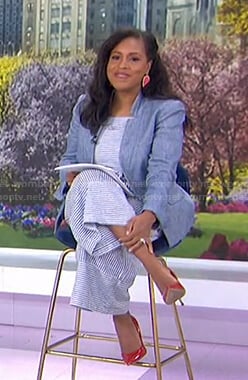 Sheinelle’s blue striped jumpsuit and blazer on Today
