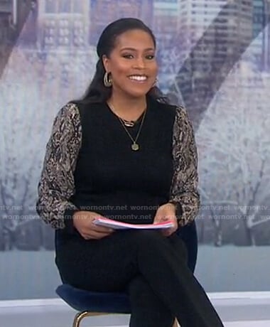 Sheinelle’s black snake print sleeve top on Today