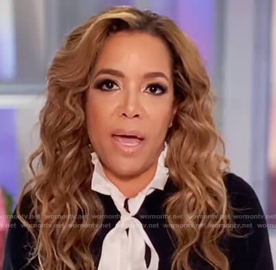 Sunny’s contrast tie neck blouse on The View