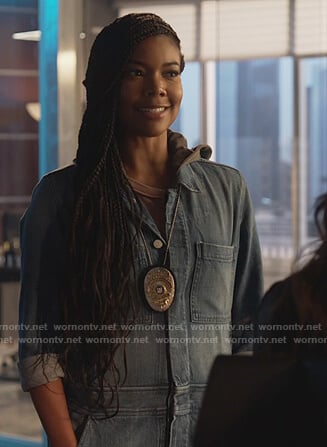 Sydney’s denim jumpsuit on LA’s Finest