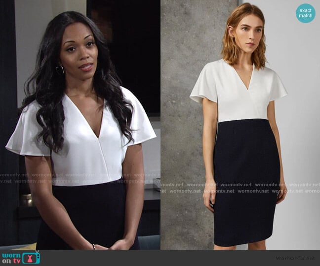 Ted Baker Reemad Mockable Midi Length Dress worn by Amanda Sinclair (Mishael Morgan) on The Young and the Restless