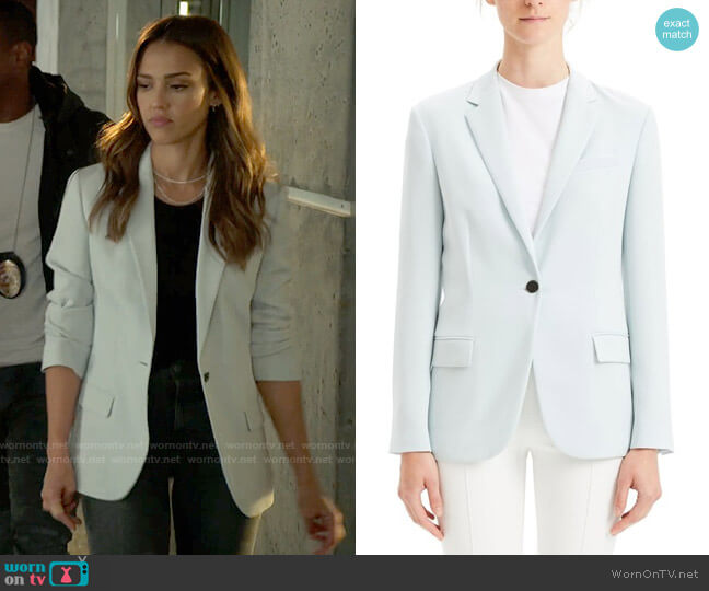 Theory Solid Notch Collar One Button Blazer worn by Nancy McKenna (Jessica Alba) on LA's Finest