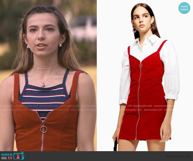 Topshop Corduroy Zip Through Dress worn by Blair Wesley (Anjelica Bette Fellini) on Teenage Bounty Hunters