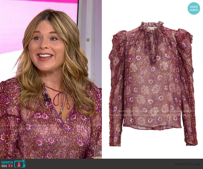 Ulla Johnson Marilla Floral Chiffon Blouse worn by Jenna Bush Hager on Today