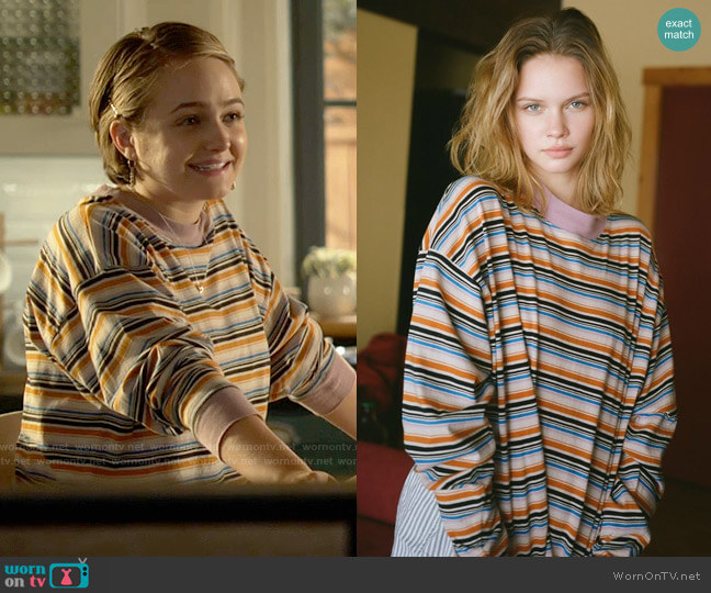 Urban Outfitters Carnaby Striped Crew Neck Basic Tee worn by Isabel  (Sophie Reynolds) on LA's Finest