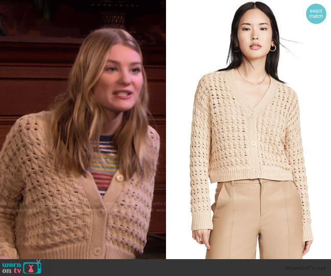 Vince Open Cable Cardigan worn by Alice Caroline Horton (Lindsay Arnold) on Days of our Lives