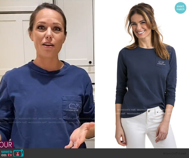 Vineyard Vines Long Sleeve Whale Print Tee worn by Dylan Dreyer on Today