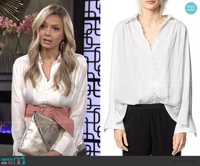 Zadig & Voltaire Trent Button-Front Satin Shirt worn by Abby Newman (Melissa Ordway) on The Young and the Restless