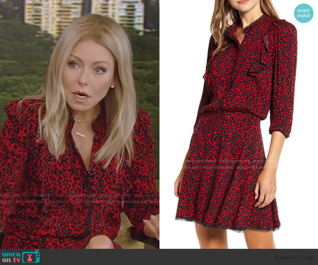 Zadig & Voltaire Remo Leopard Print Blouson Shirtdress worn by Kelly Ripa on Live with Kelly and Mark