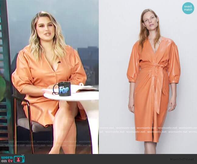Zara Belted Faux Leather Dress worn by Carissa Loethen Culiner on E! News