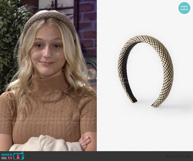 Zara Wide Check Headband worn by Faith Newman (Alyvia Alyn Lind) on The Young and the Restless