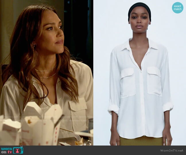 Zara Blouse with Pockets worn by Nancy McKenna (Jessica Alba) on LA's Finest