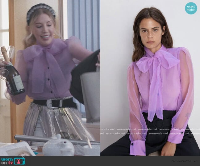 Zara Organza Blouse with Bow worn by Katherine (Katherine Ryan) on The Duchess