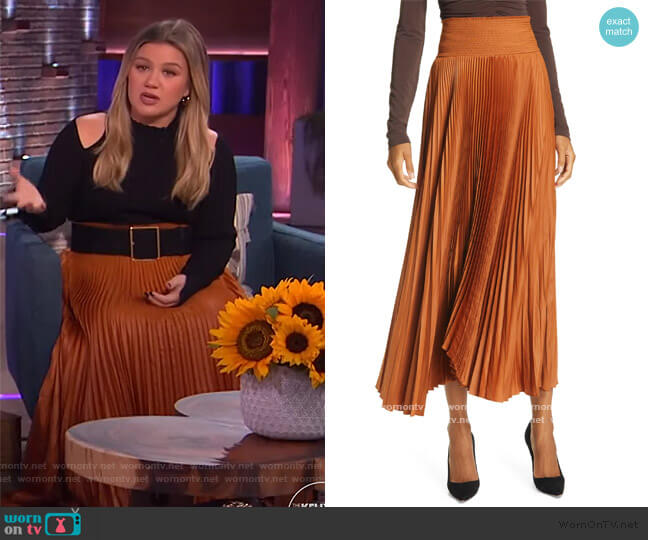 A.L.C. Demi Pleated Skirt worn by Kelly Clarkson on The Kelly Clarkson Show