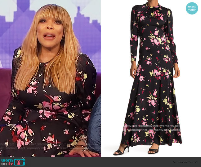 A.L.C. Murray Floral Long Sleeve Maxi Dress worn by Wendy Williams on The Wendy Williams Show