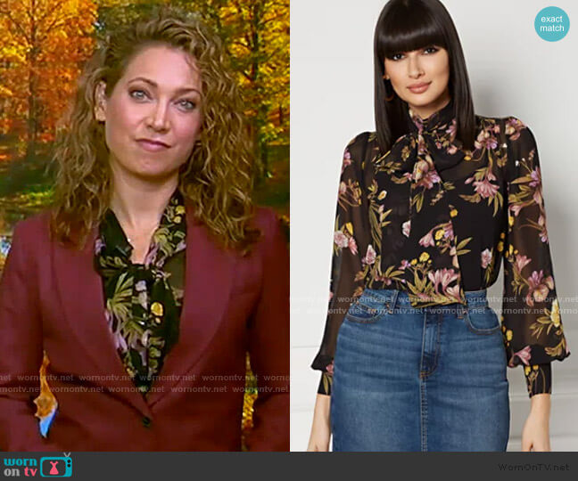 New York & Company Aspen Bow Blouse - Eva Mendes Collection worn by Ginger Zee on Good Morning America