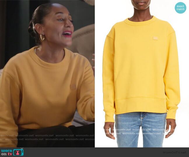 Acne Studios Fairview Face Sweatshirt worn by Rainbow Johnson (Tracee Ellis Ross) on Black-ish