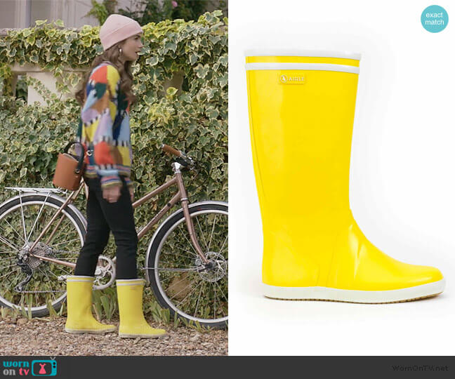 Aigle Bottes de pluie homme worn by Emily Cooper (Lily Collins) on Emily in Paris