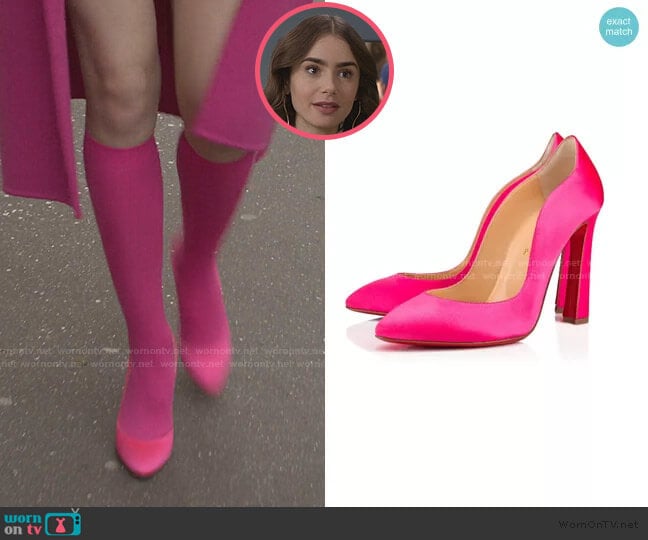 Christian Louboutin Agneska Pumps worn by Emily Cooper (Lily Collins) on Emily in Paris