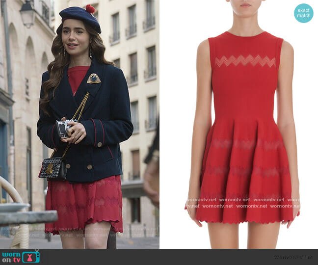Alaia Zig Zag Skirt Dress worn by Emily Cooper (Lily Collins) on Emily in Paris