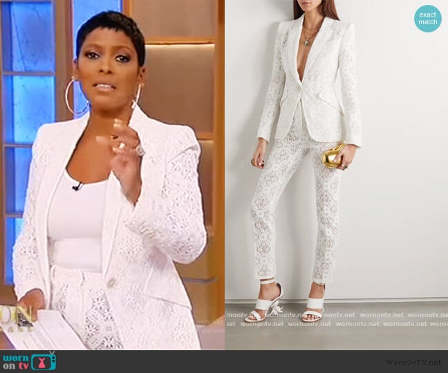 Alexander McQueen Crochet Lace Jacket worn by Tamron Hall on Tamron Hall Show
