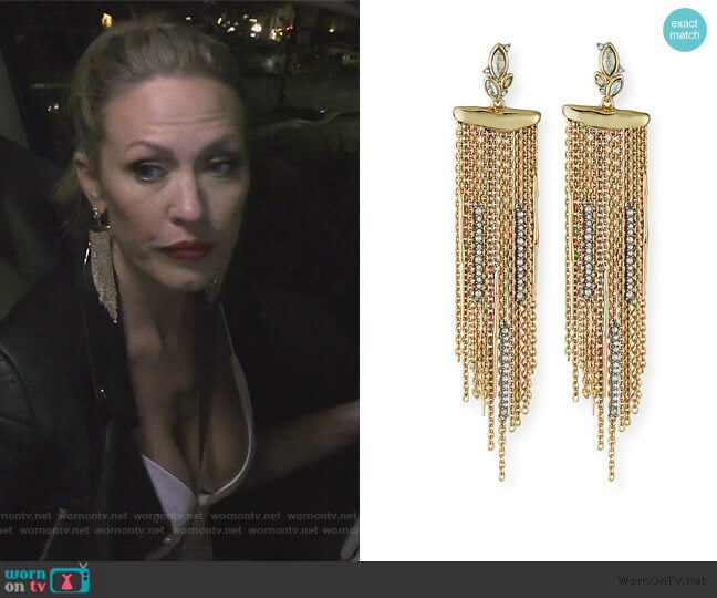 Alexis Bittar Navette Crystal Cluster Post Fringe Earrings worn by Braunwyn Windham-Burke on The Real Housewives of Orange County