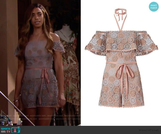 Alexis Boriana Floral Lace Romper worn by Zoe (Kiara Barnes) on The Bold and the Beautiful