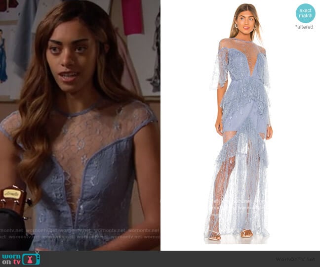 Alice McCall Magicians Daughter Gown worn by Zoe (Kiara Barnes) on The Bold and the Beautiful