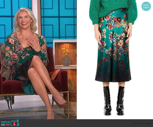 Alice + Olivia Maeve Floral Print Slip Skirt worn by Amanda Kloots on The Talk