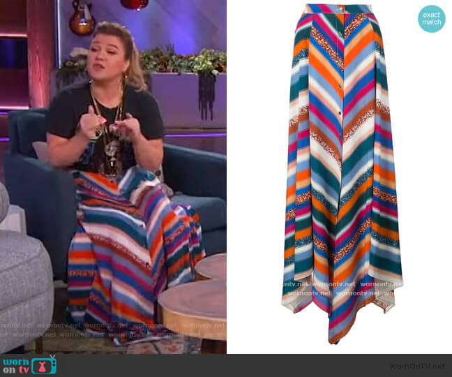 Altuzarra Aquarius striped skirt worn by Kelly Clarkson on The Kelly Clarkson Show