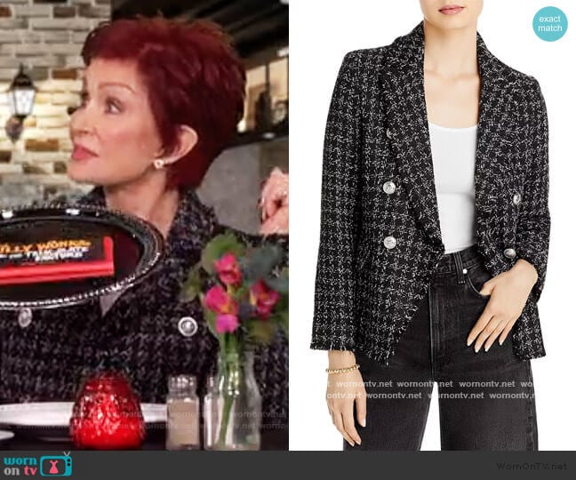 Aqua Tweed Double Breasted Blazer worn by Sharon Osbourne on The Talk