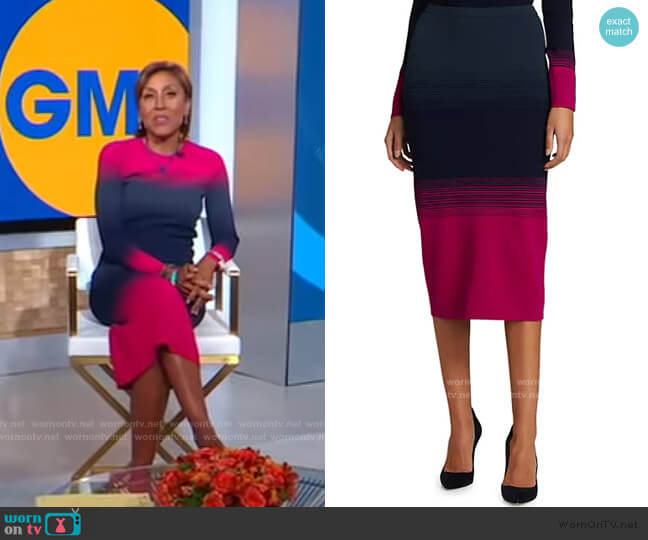 Tanya Taylor Aria Ombre Knit Pencil Skirt worn by Robin Roberts on Good Morning America