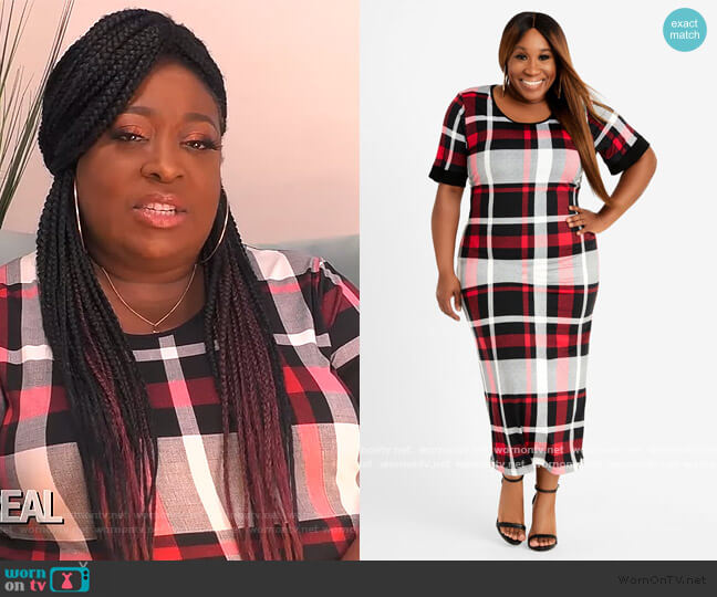 Ashley Stewart Plaid Bodycon Mini Dress worn by Loni Love on The Real