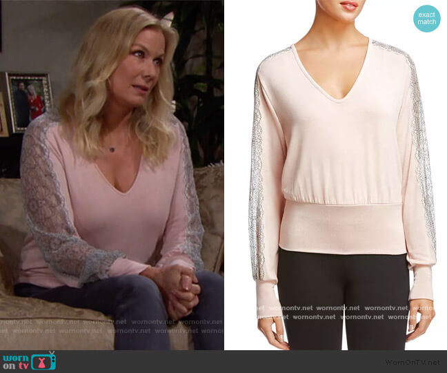 Bailey 44 Cora Lace-Trim Top worn by Brooke Logan (Katherine Kelly Lang) on The Bold and the Beautiful