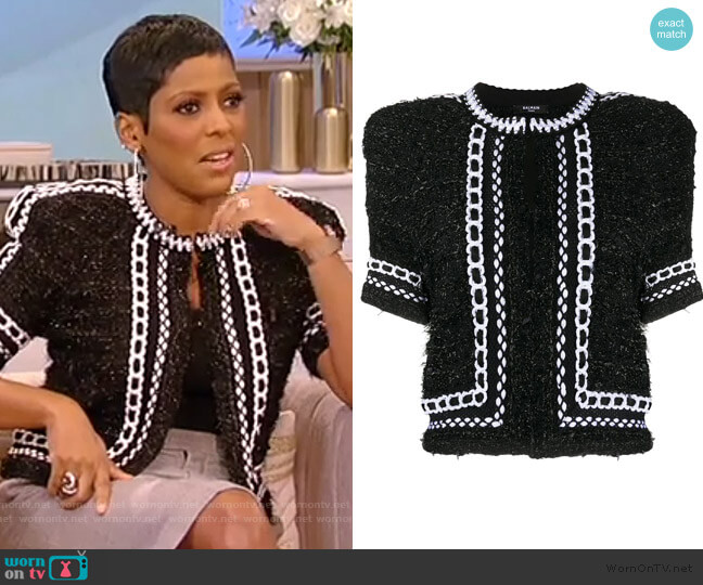 Balmain Cropped Tweed Mesh Jacket worn by Tamron Hall on Tamron Hall Show