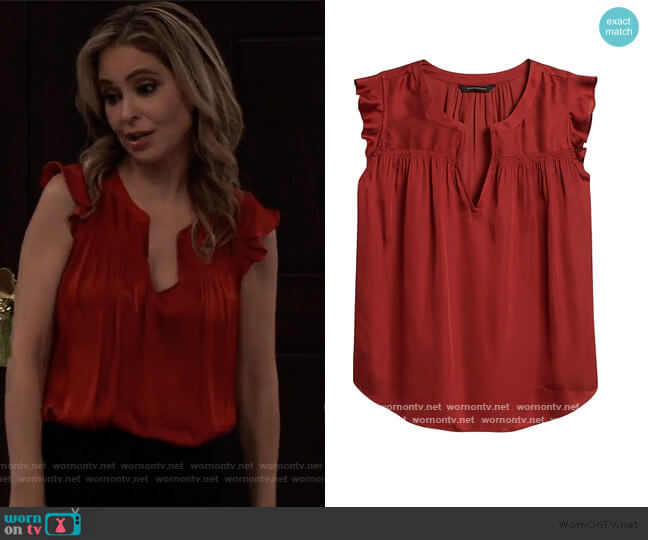 Banana Republic Satin Ruffle Top worn by Olivia Falconeri (Lisa Lo Cicero) on General Hospital