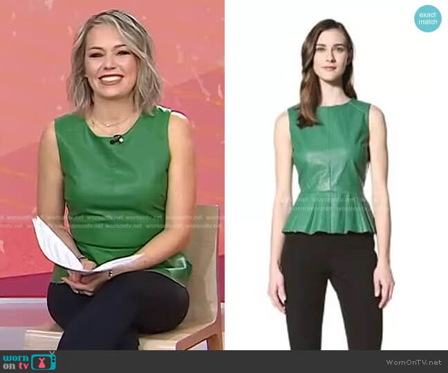 W118 by Walter Baker Barry Faux Leather Peplum Top worn by Dylan Dreyer on Today