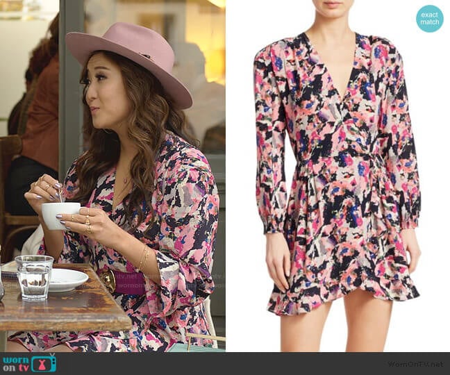 Iro Bloomy Printed Wrap Dress worn by Mindy Chen (Ashley Park) on Emily in Paris
