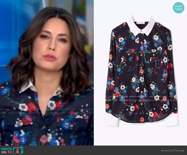 Tory Burch Brigitte Blouse worn by Cecilia Vega on Good Morning America