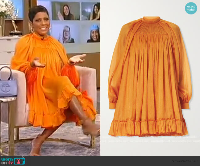Carolina Herrera Cutout crinkled silk crepe de chine mini dress worn by Tamron Hall on Tamron Hall Show