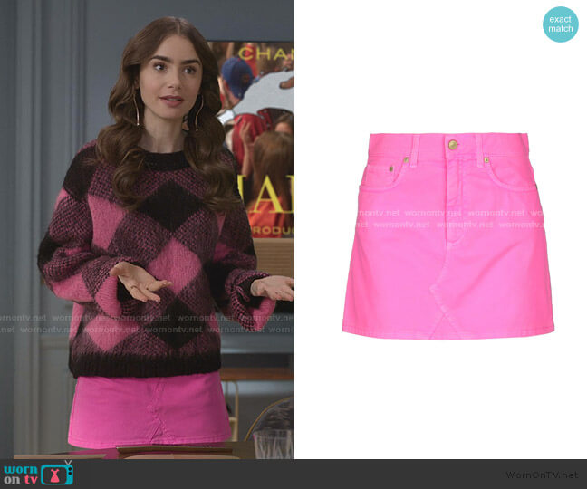 Chiara Ferragni Denim Skirt worn by Emily Cooper (Lily Collins) on Emily in Paris