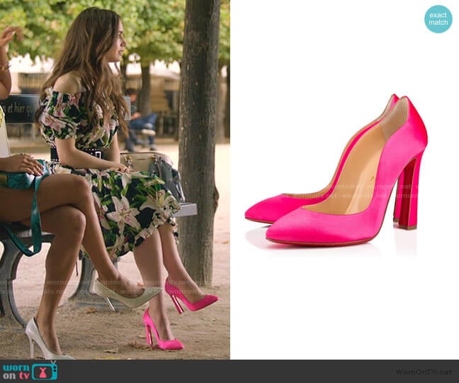 Christian Louboutin Agneska Pumps worn by Emily Cooper (Lily Collins) on Emily in Paris
